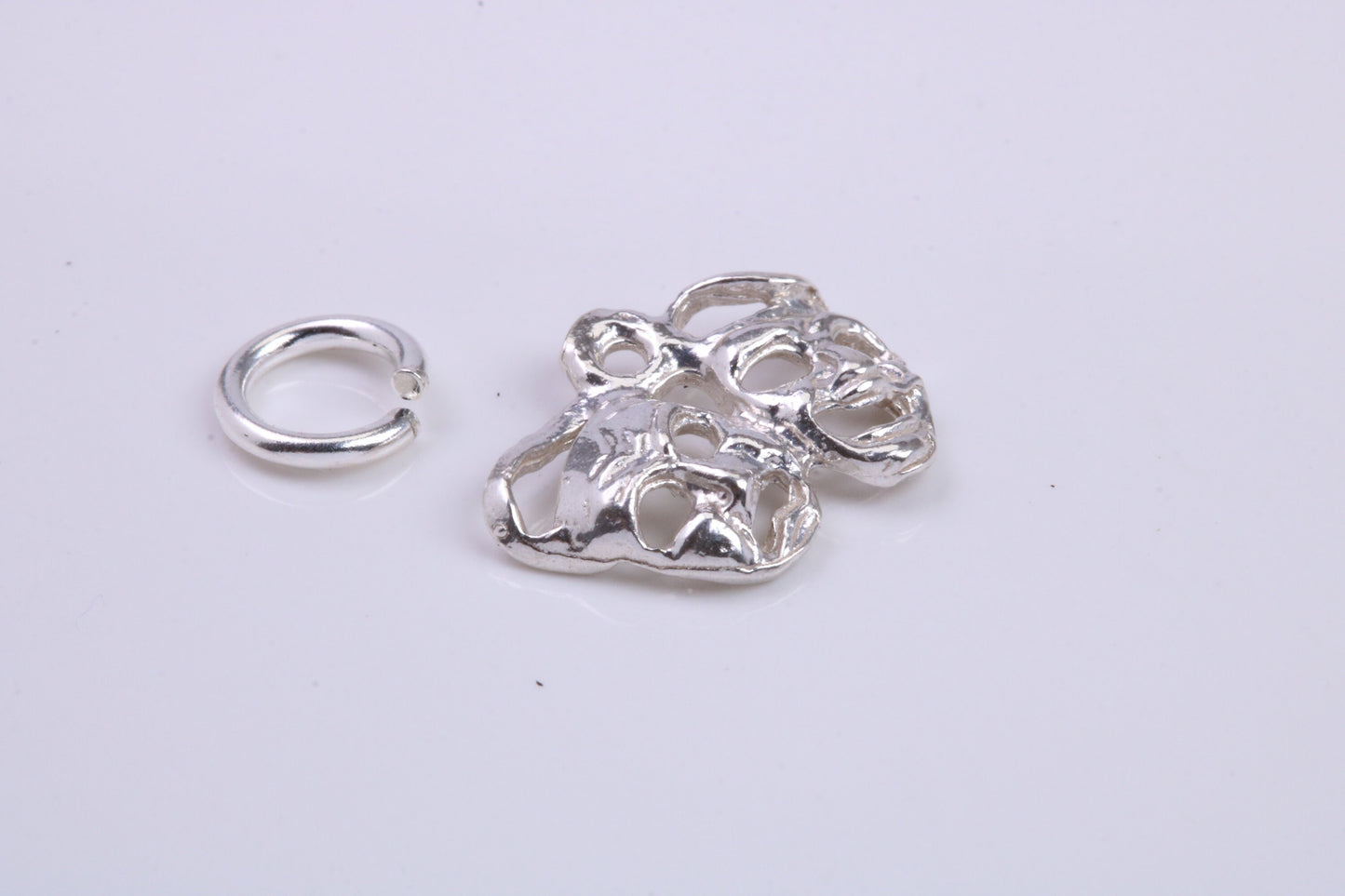 Pantomime Mask Charm, Traditional Charm, Made from Solid 925 Grade Sterling Silver, Complete with Attachment Link