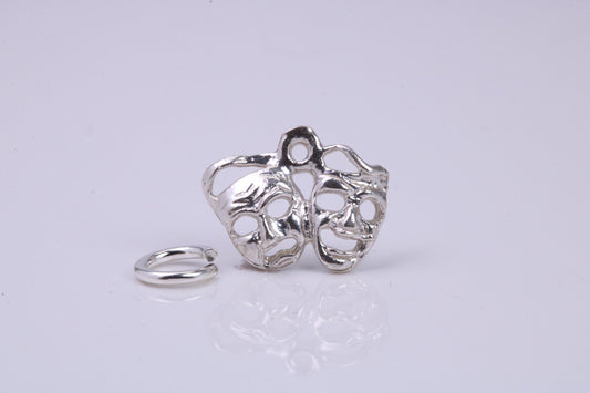 Pantomime Mask Charm, Traditional Charm, Made from Solid 925 Grade Sterling Silver, Complete with Attachment Link