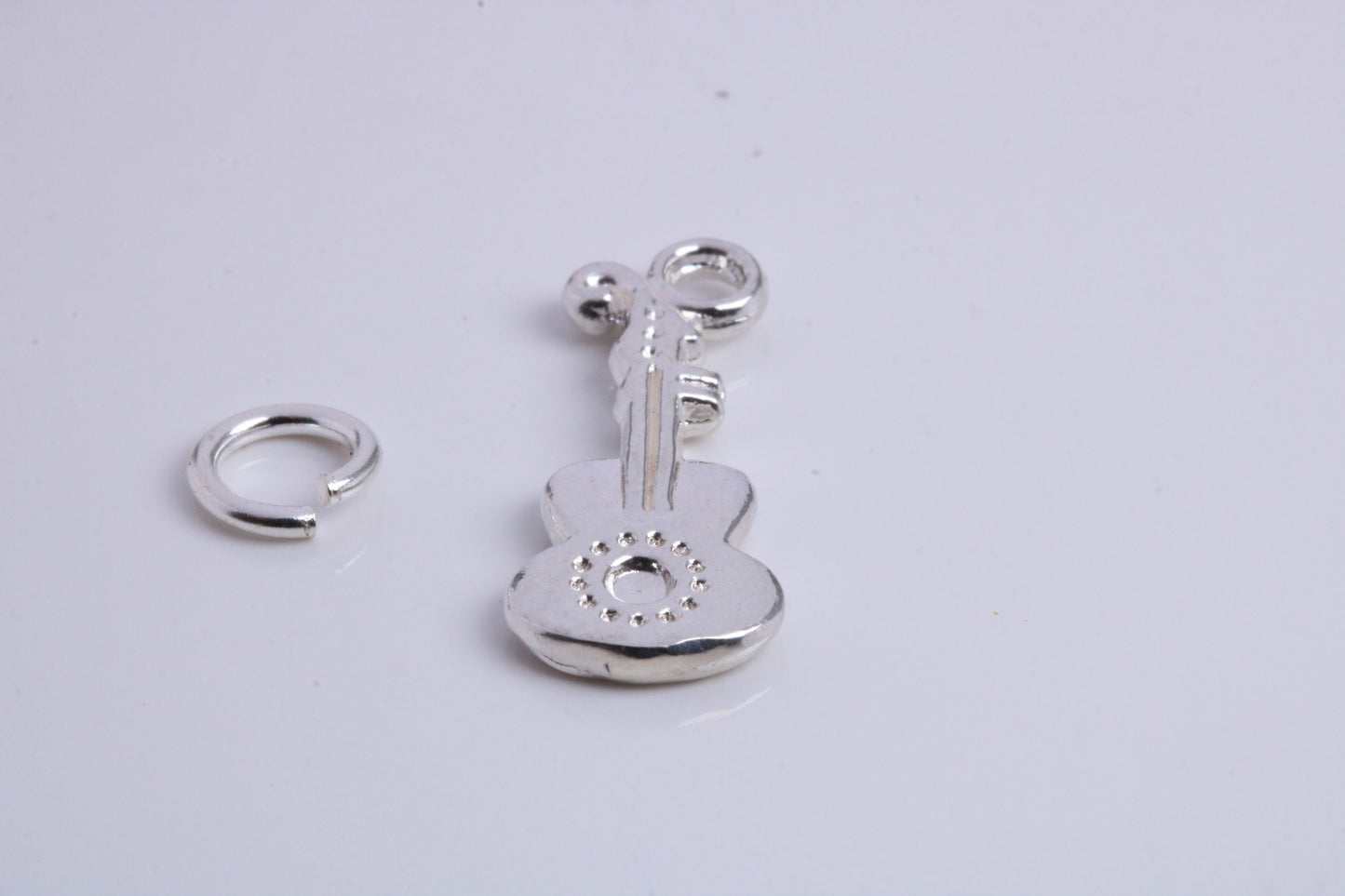 Guitar Charm, Traditional Charm, Made from Solid 925 Grade Sterling Silver, Complete with Attachment Link