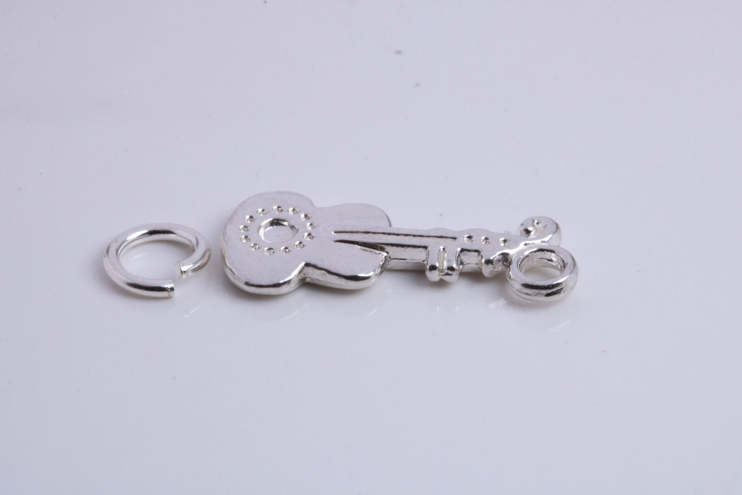 Guitar Charm, Traditional Charm, Made from Solid 925 Grade Sterling Silver, Complete with Attachment Link