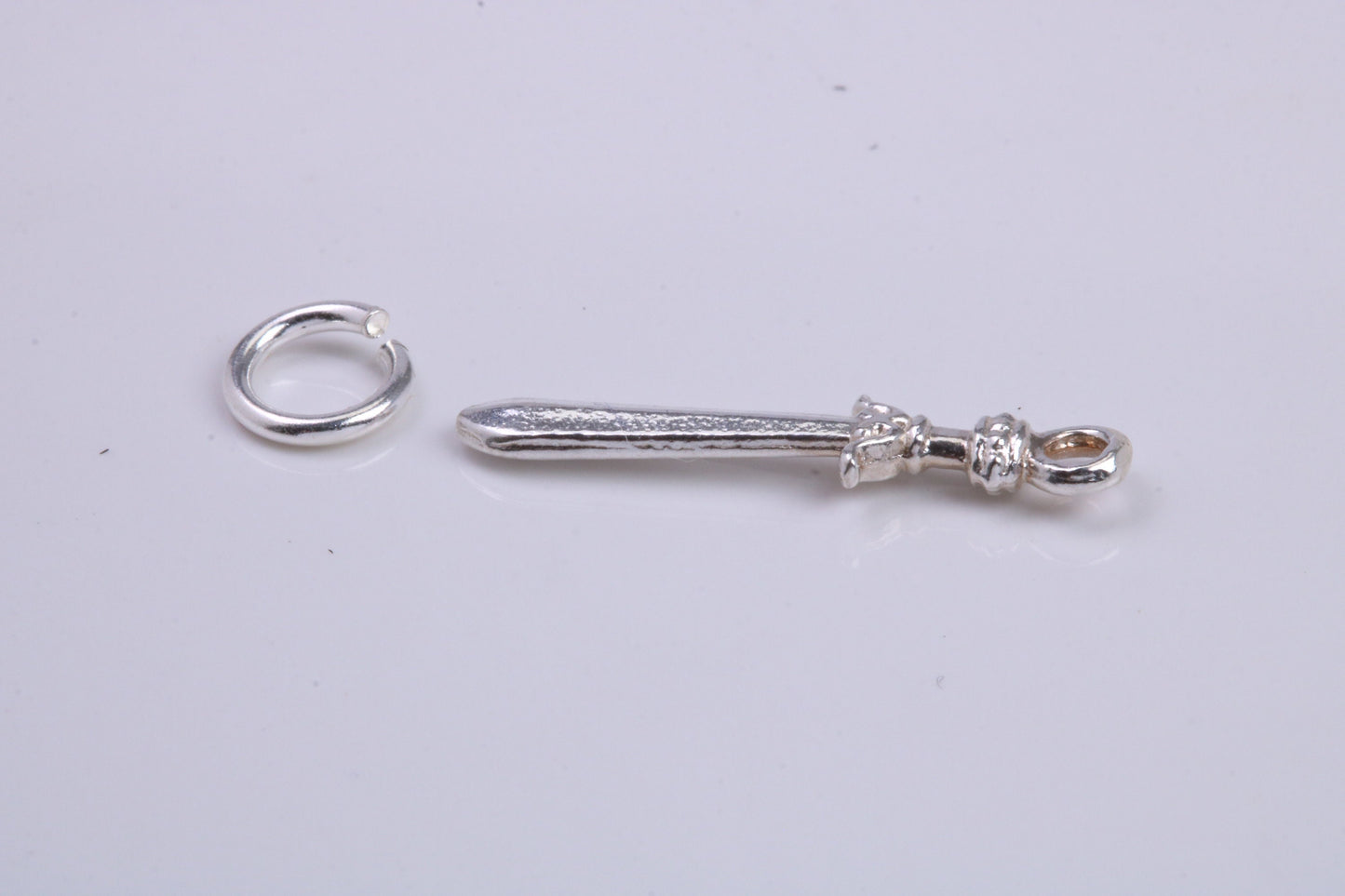 Sword Charm, Traditional Charm, Made from Solid 925 Grade Sterling Silver, Complete with Attachment Link