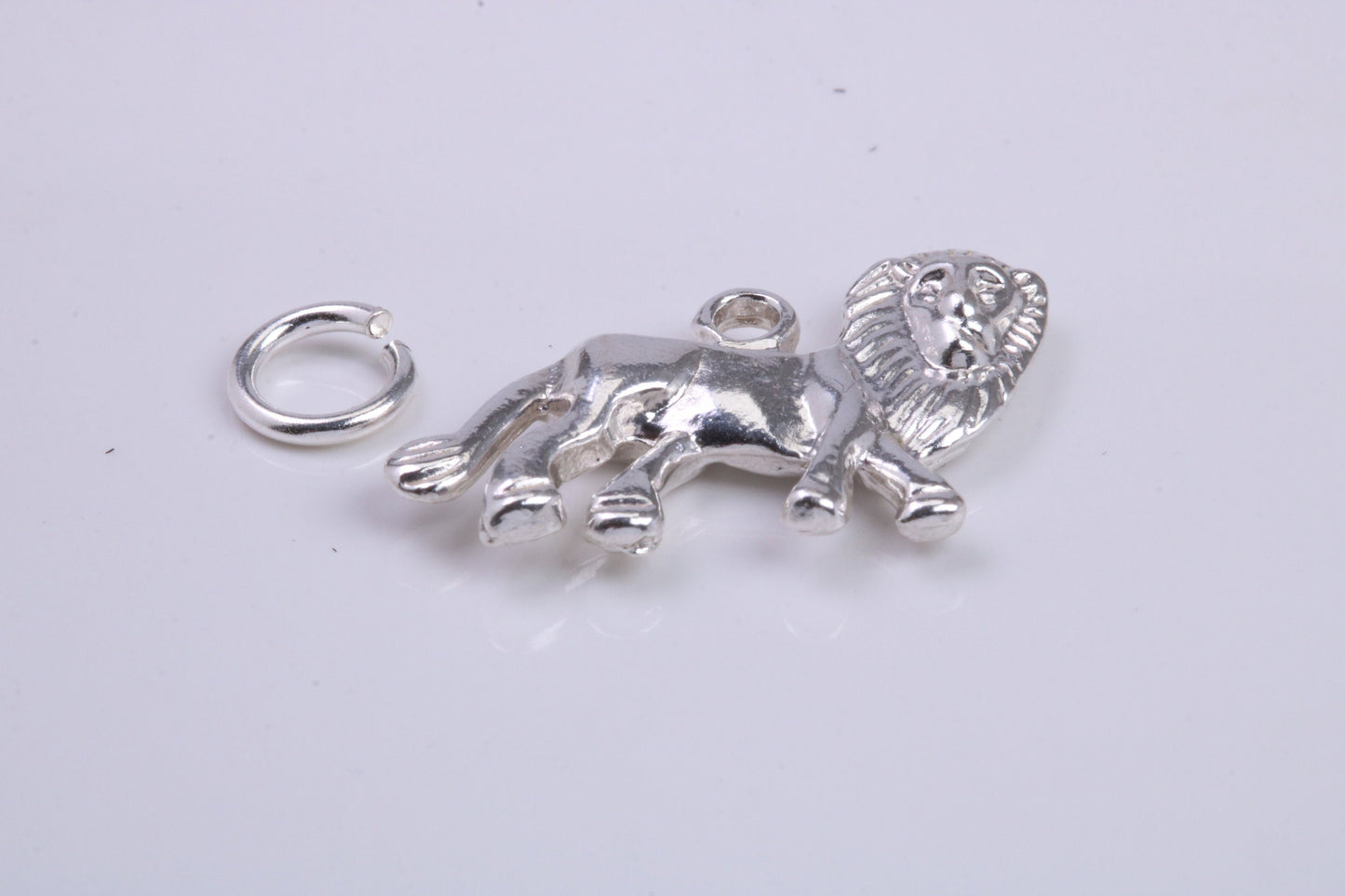 Lion Charm, Traditional Charm, Made from Solid 925 Grade Sterling Silver, Complete with Attachment Link