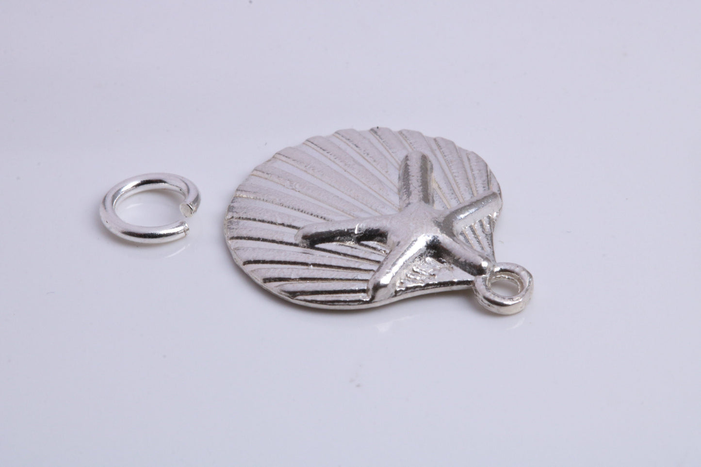 Sea Shell Charm, Traditional Charm, Made from Solid 925 Grade Sterling Silver, Complete with Attachment Link