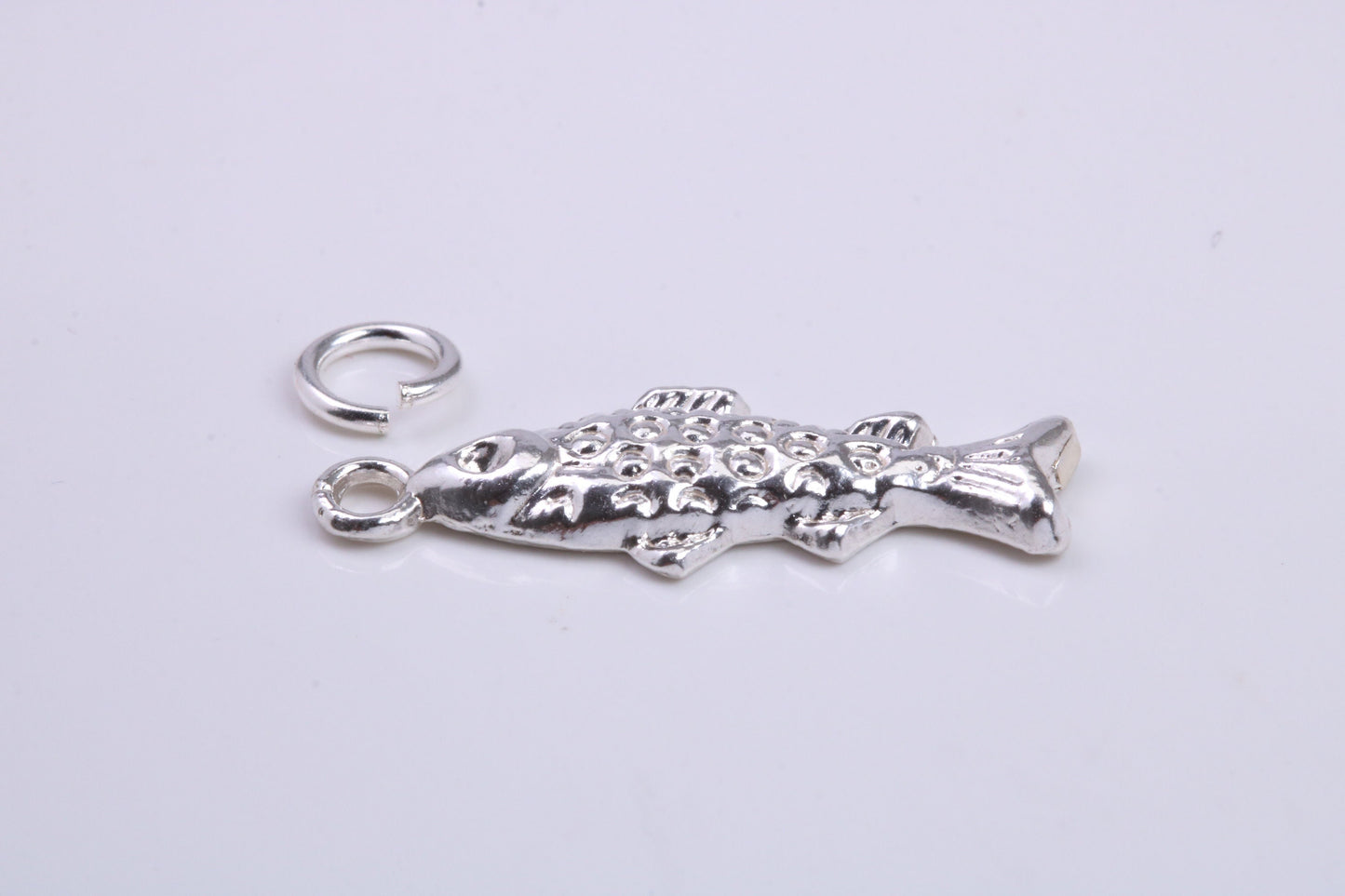 Fish Charm, Traditional Charm, Made from Solid 925 Grade Sterling Silver, Complete with Attachment Link