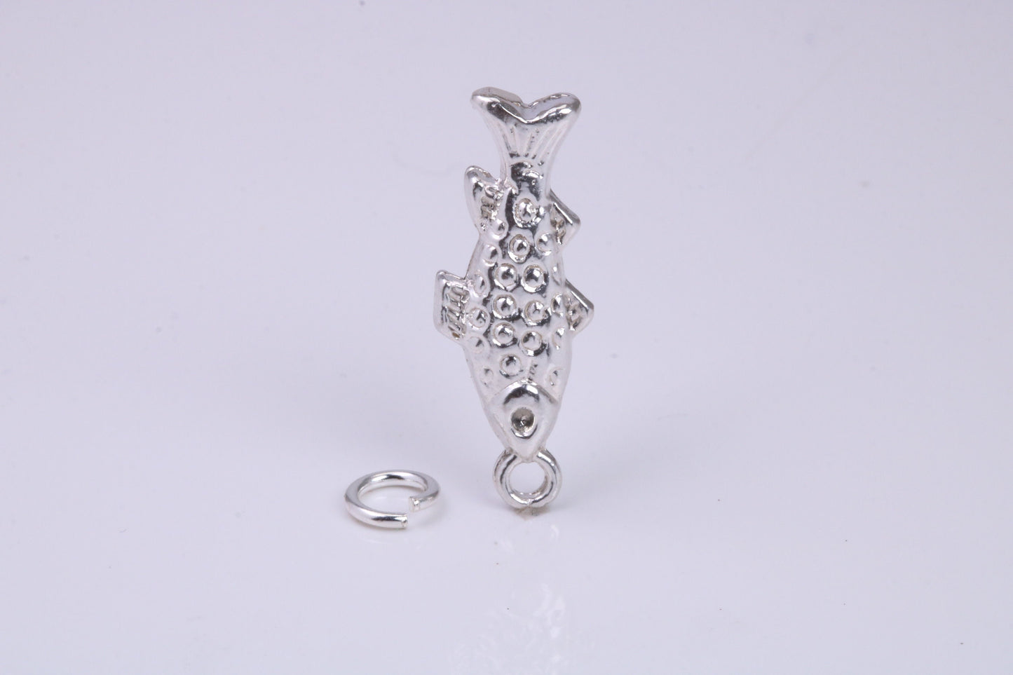 Fish Charm, Traditional Charm, Made from Solid 925 Grade Sterling Silver, Complete with Attachment Link