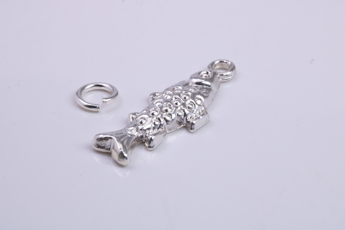 Fish Charm, Traditional Charm, Made from Solid 925 Grade Sterling Silver, Complete with Attachment Link