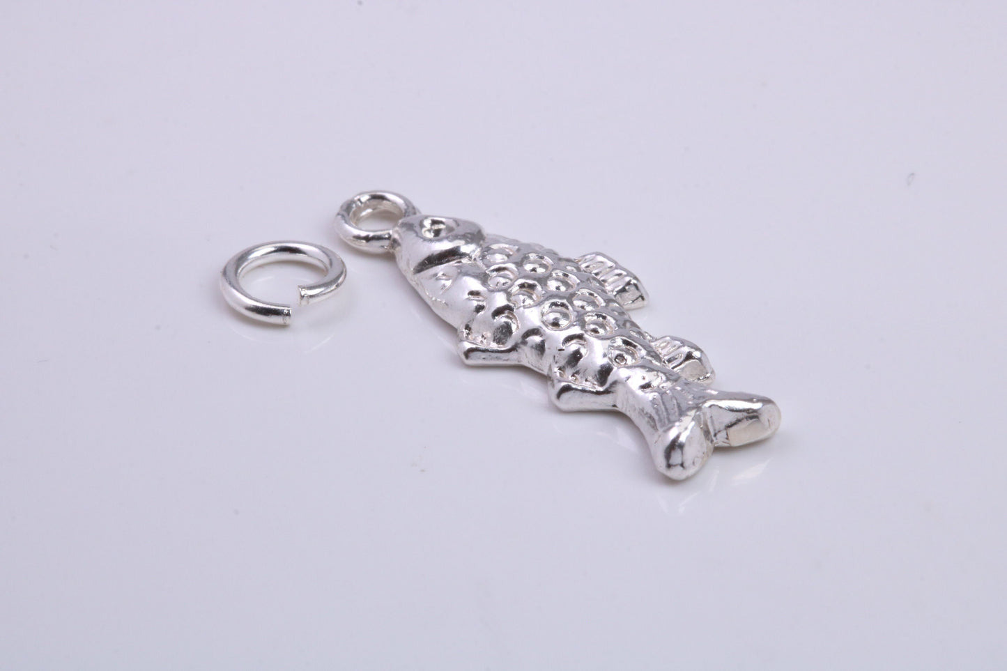 Fish Charm, Traditional Charm, Made from Solid 925 Grade Sterling Silver, Complete with Attachment Link