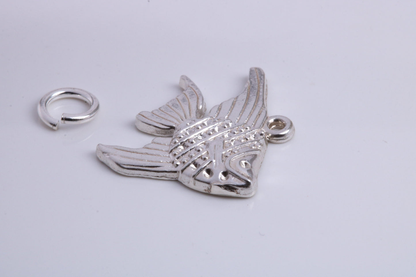 Angel Fish Charm, Traditional Charm, Made from Solid 925 Grade Sterling Silver, Complete with Attachment Link