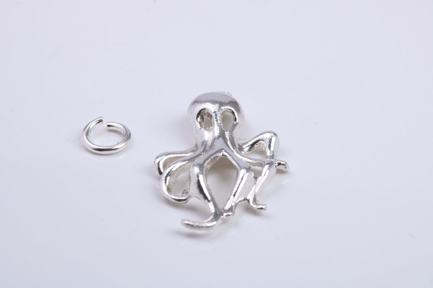 Octopus Charm, Traditional Charm, Made from Solid 925 Grade Sterling Silver, Complete with Attachment Link