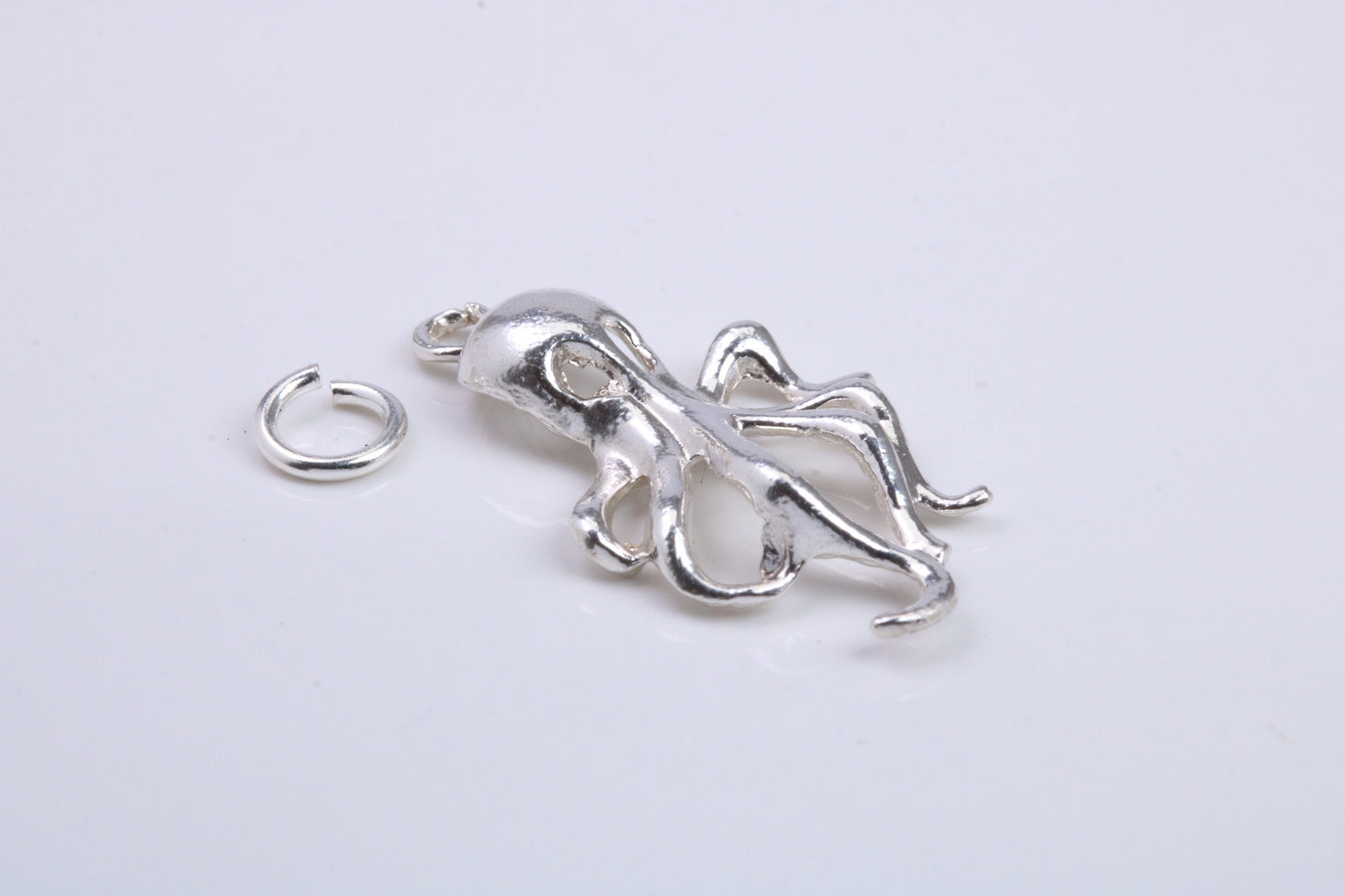 Octopus Charm, Traditional Charm, Made from Solid 925 Grade Sterling Silver, Complete with Attachment Link