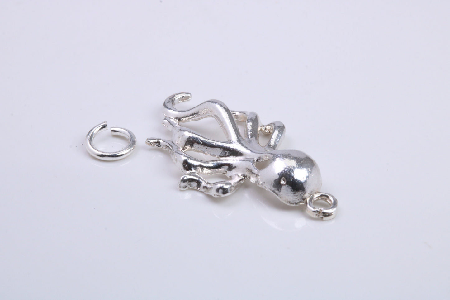 Octopus Charm, Traditional Charm, Made from Solid 925 Grade Sterling Silver, Complete with Attachment Link