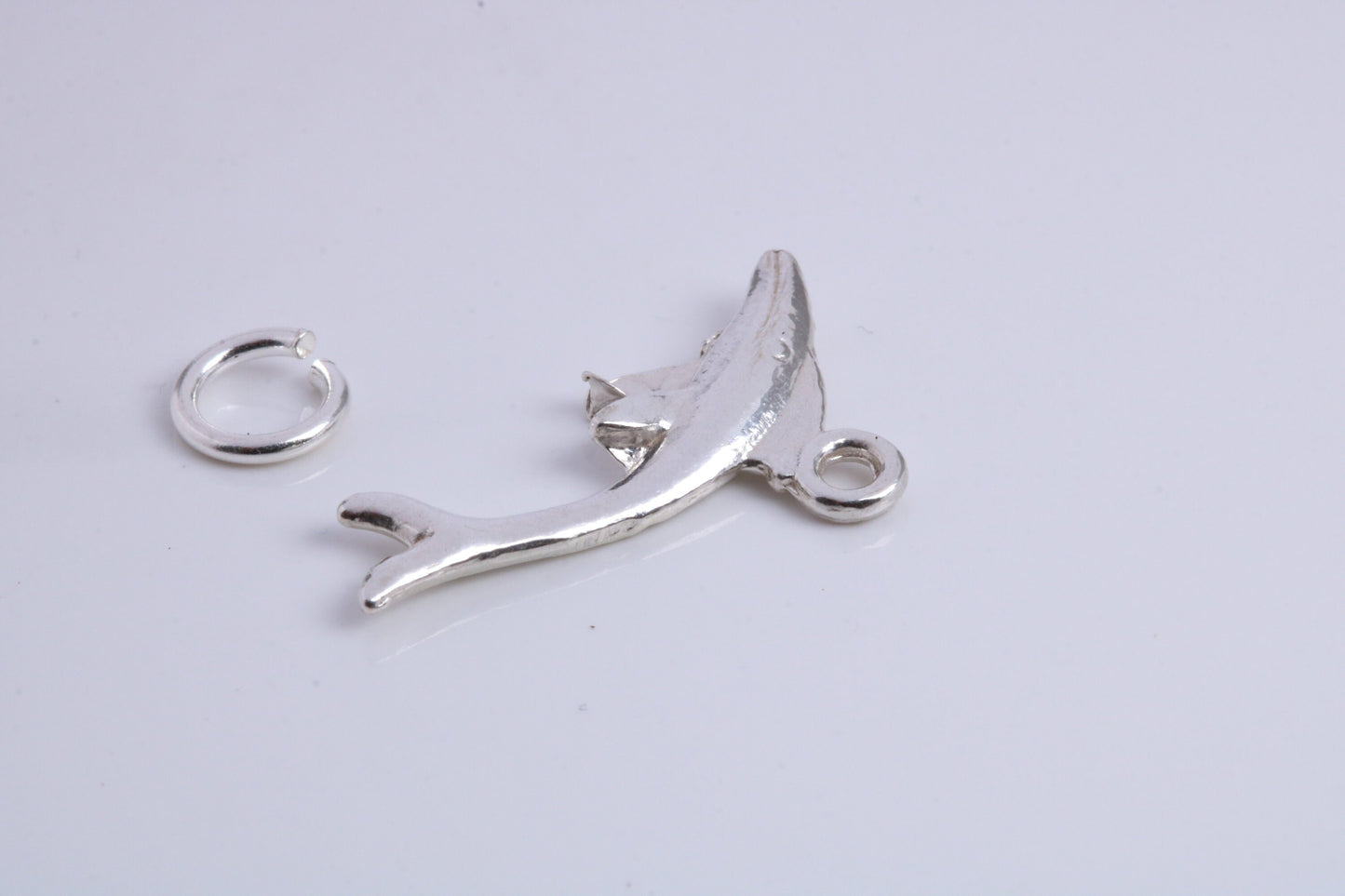 Whale Charm, Traditional Charm, Made from Solid 925 Grade Sterling Silver, Complete with Attachment Link