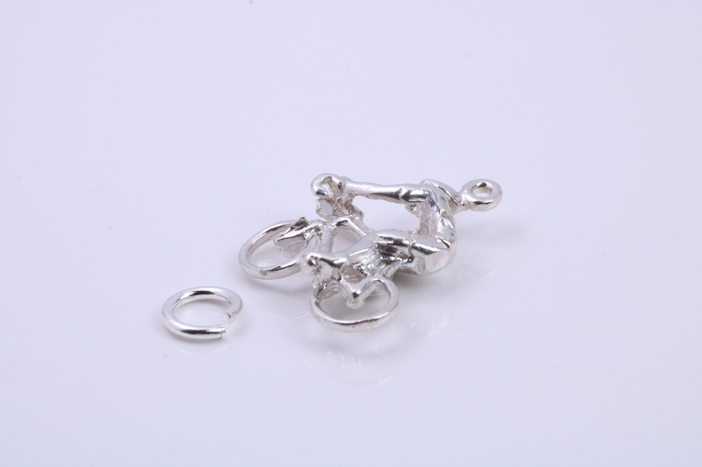 Cyclist Charm, Traditional Charm, Made from Solid 925 Grade Sterling Silver, Complete with Attachment Link