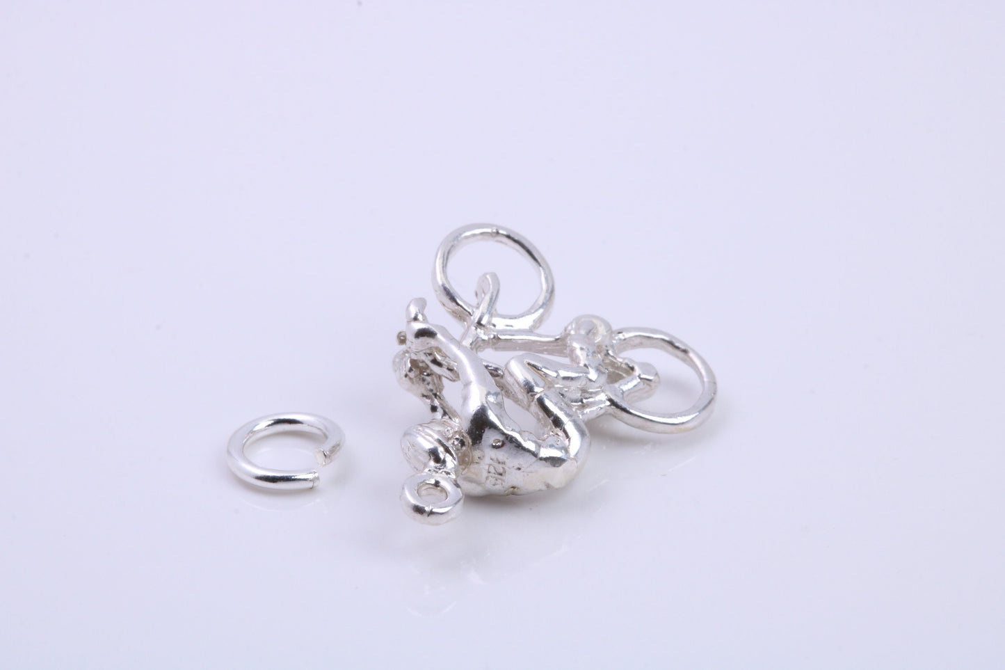 Cyclist Charm, Traditional Charm, Made from Solid 925 Grade Sterling Silver, Complete with Attachment Link