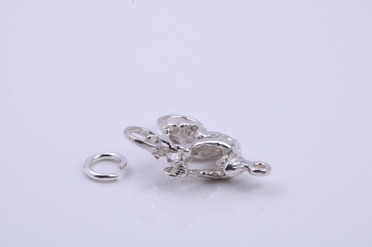 Cyclist Charm, Traditional Charm, Made from Solid 925 Grade Sterling Silver, Complete with Attachment Link