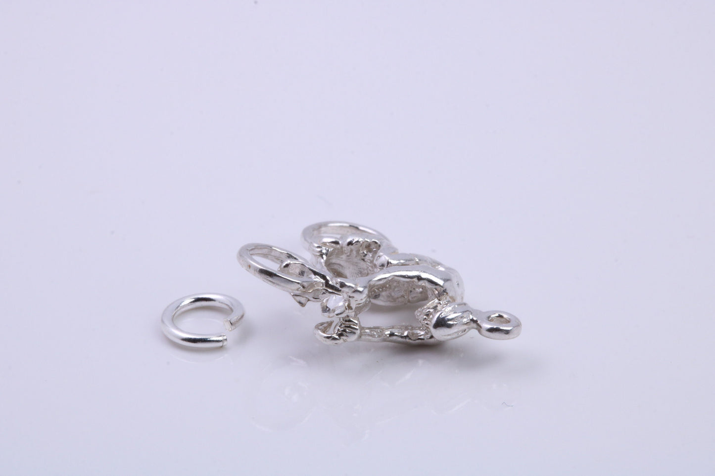 Cyclist Charm, Traditional Charm, Made from Solid 925 Grade Sterling Silver, Complete with Attachment Link