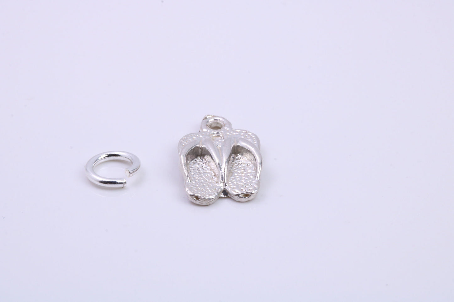 Flip Flops Charm, Traditional Charm, Made from Solid 925 Grade Sterling Silver, Complete with Attachment Link