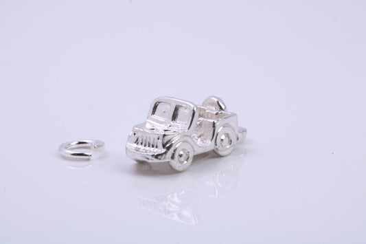 Car Charm, Traditional Charm, Made from Solid 925 Grade Sterling Silver, Complete with Attachment Link