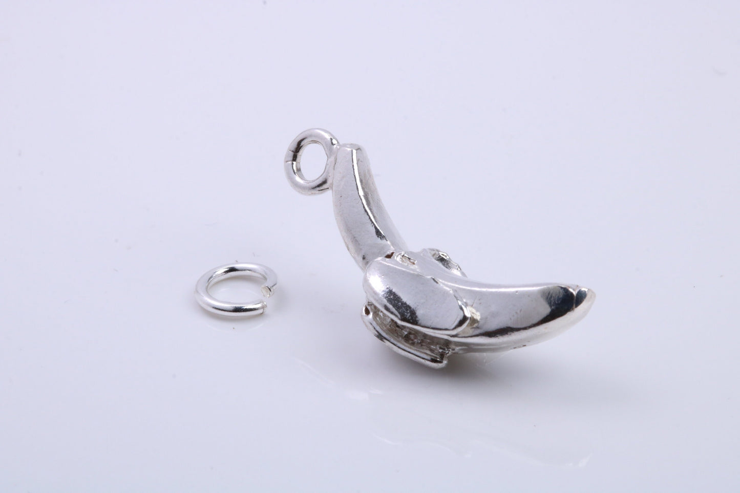 Banana Charm, Traditional Charm, Made from Solid 925 Grade Sterling Silver, Complete with Attachment Link