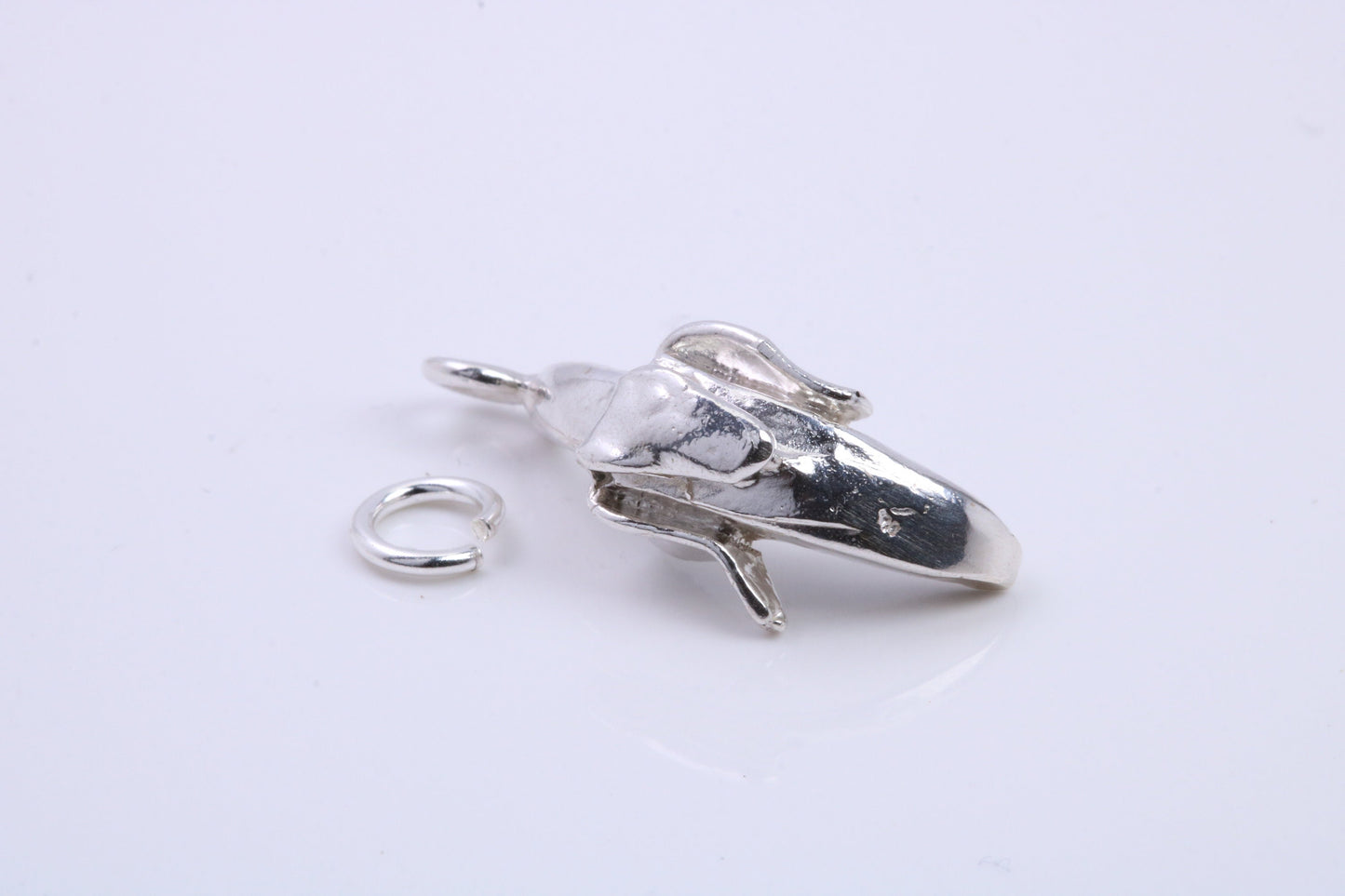 Banana Charm, Traditional Charm, Made from Solid 925 Grade Sterling Silver, Complete with Attachment Link