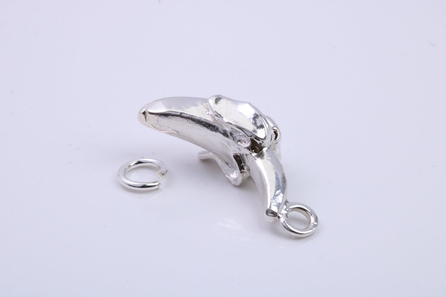 Banana Charm, Traditional Charm, Made from Solid 925 Grade Sterling Silver, Complete with Attachment Link