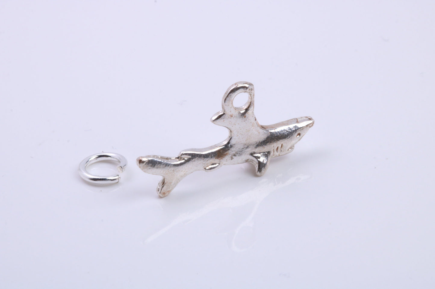 Shark Charm, Traditional Charm, Made from Solid 925 Grade Sterling Silver, Complete with Attachment Link