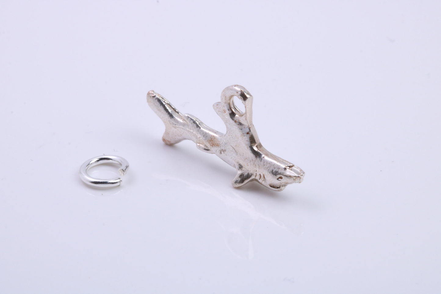 Shark Charm, Traditional Charm, Made from Solid 925 Grade Sterling Silver, Complete with Attachment Link