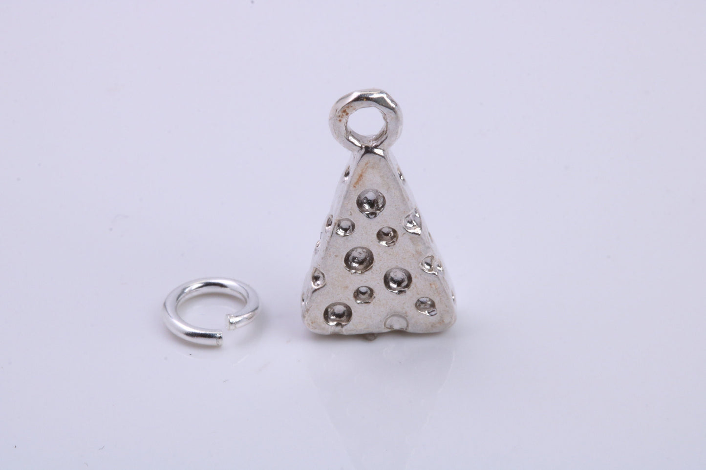 Wedge of Cheese Charm, Traditional Charm, Made from Solid 925 Grade Sterling Silver, Complete with Attachment Link