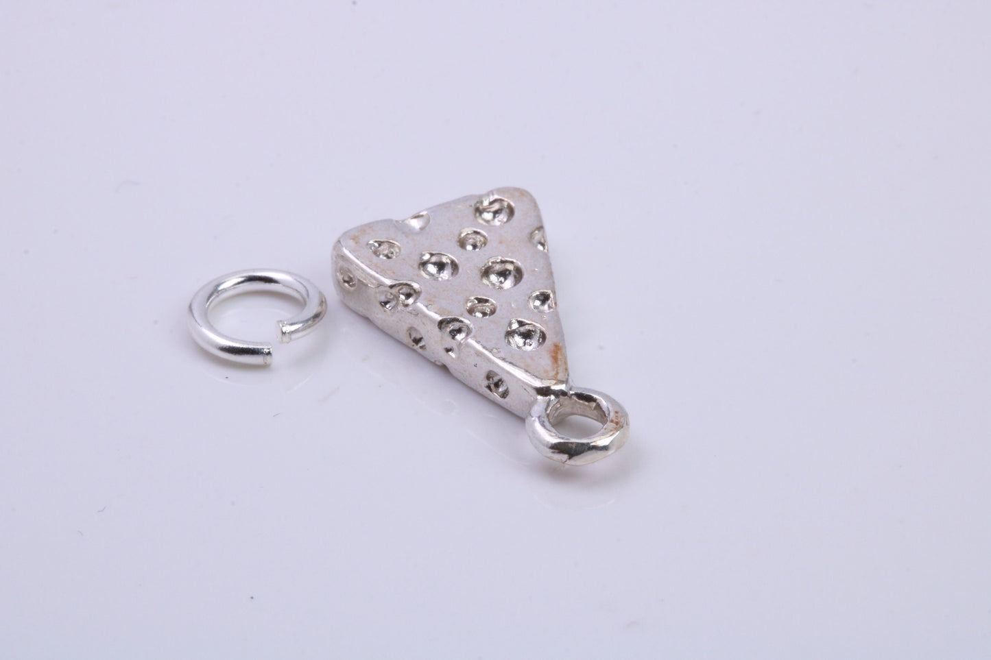 Wedge of Cheese Charm, Traditional Charm, Made from Solid 925 Grade Sterling Silver, Complete with Attachment Link