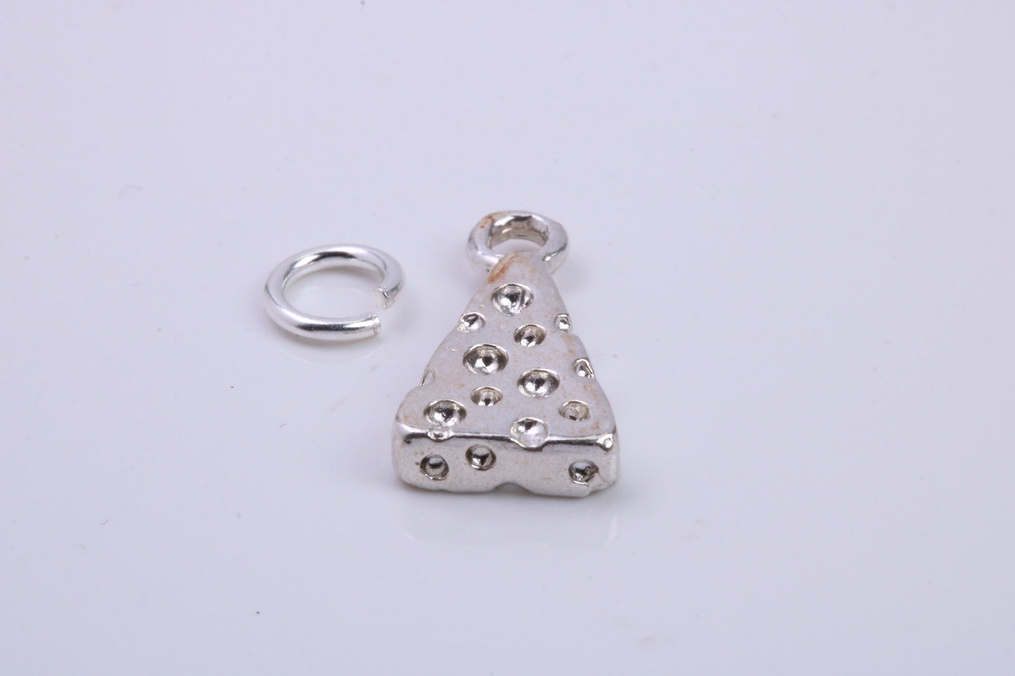 Wedge of Cheese Charm, Traditional Charm, Made from Solid 925 Grade Sterling Silver, Complete with Attachment Link