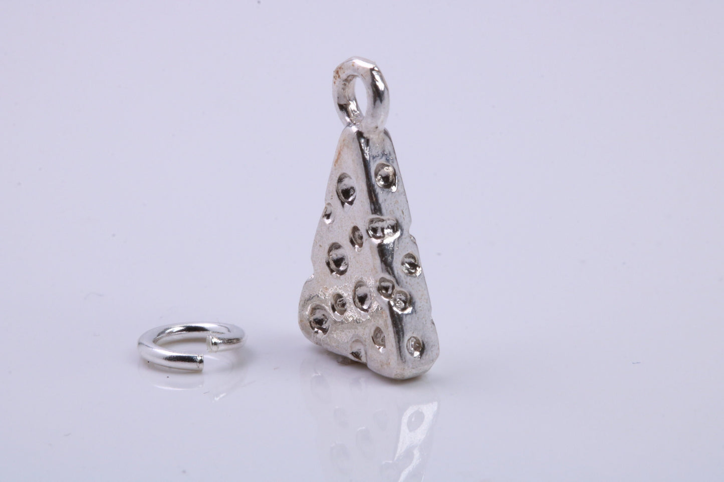 Wedge of Cheese Charm, Traditional Charm, Made from Solid 925 Grade Sterling Silver, Complete with Attachment Link
