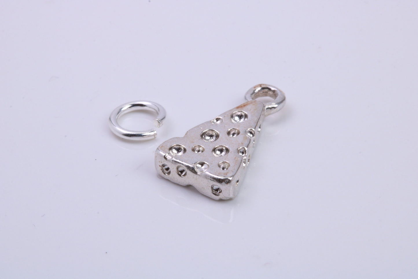 Wedge of Cheese Charm, Traditional Charm, Made from Solid 925 Grade Sterling Silver, Complete with Attachment Link