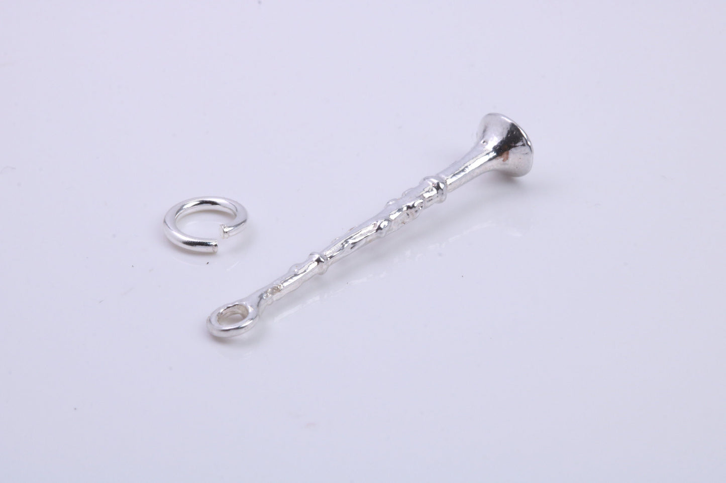 Flute Charm, Traditional Charm, Made from Solid 925 Grade Sterling Silver, Complete with Attachment Link