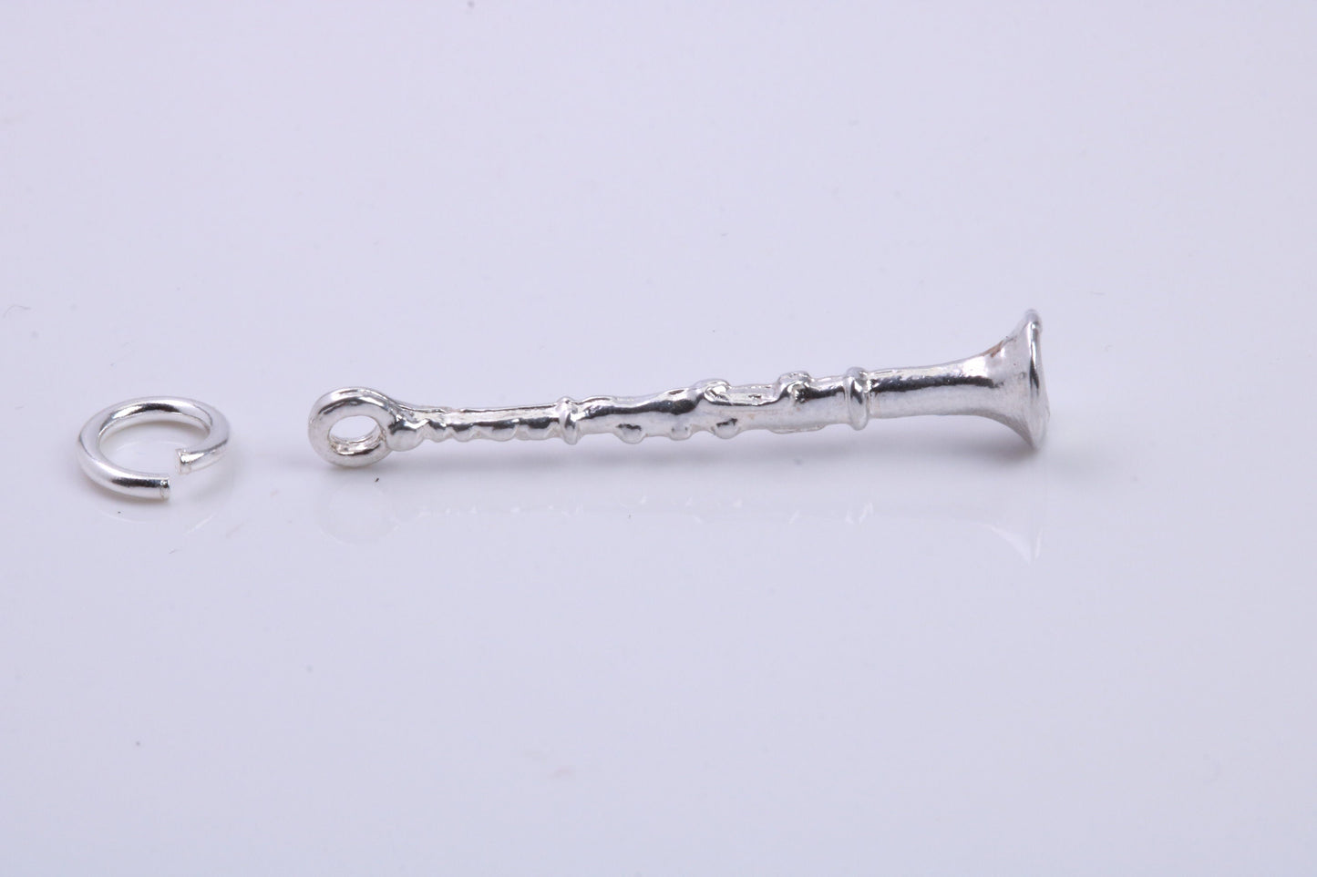Flute Charm, Traditional Charm, Made from Solid 925 Grade Sterling Silver, Complete with Attachment Link