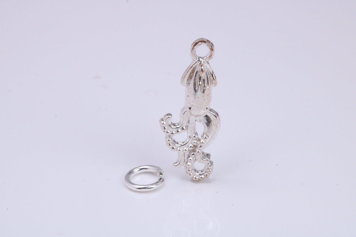 Squid Charm, Traditional Charm, Made from Solid 925 Grade Sterling Silver, Complete with Attachment Link