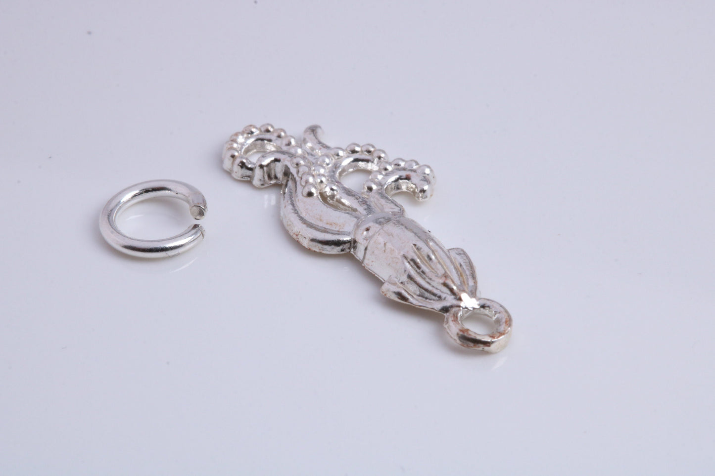 Squid Charm, Traditional Charm, Made from Solid 925 Grade Sterling Silver, Complete with Attachment Link