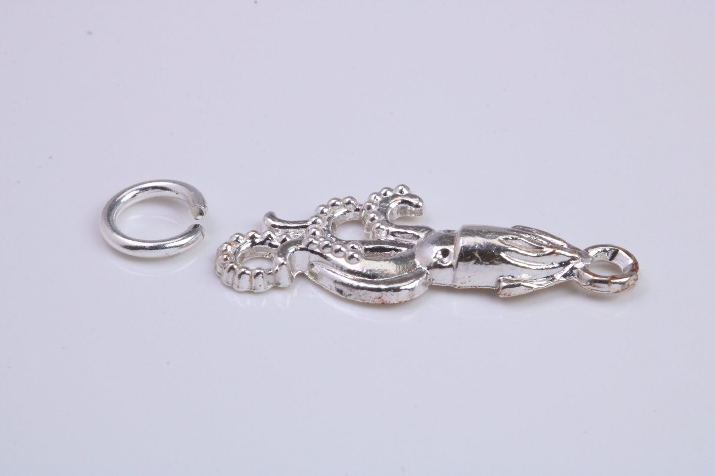 Squid Charm, Traditional Charm, Made from Solid 925 Grade Sterling Silver, Complete with Attachment Link