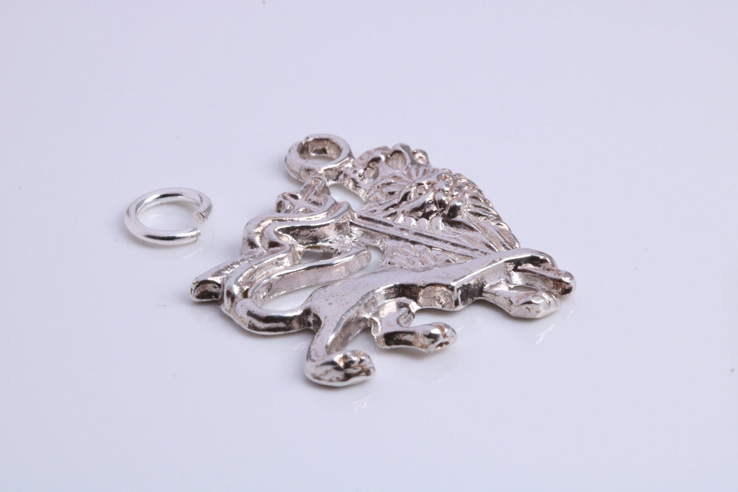 Rule Britannia Lion Charm, Traditional Charm, Made from Solid 925 Grade Sterling Silver, Complete with Attachment Link