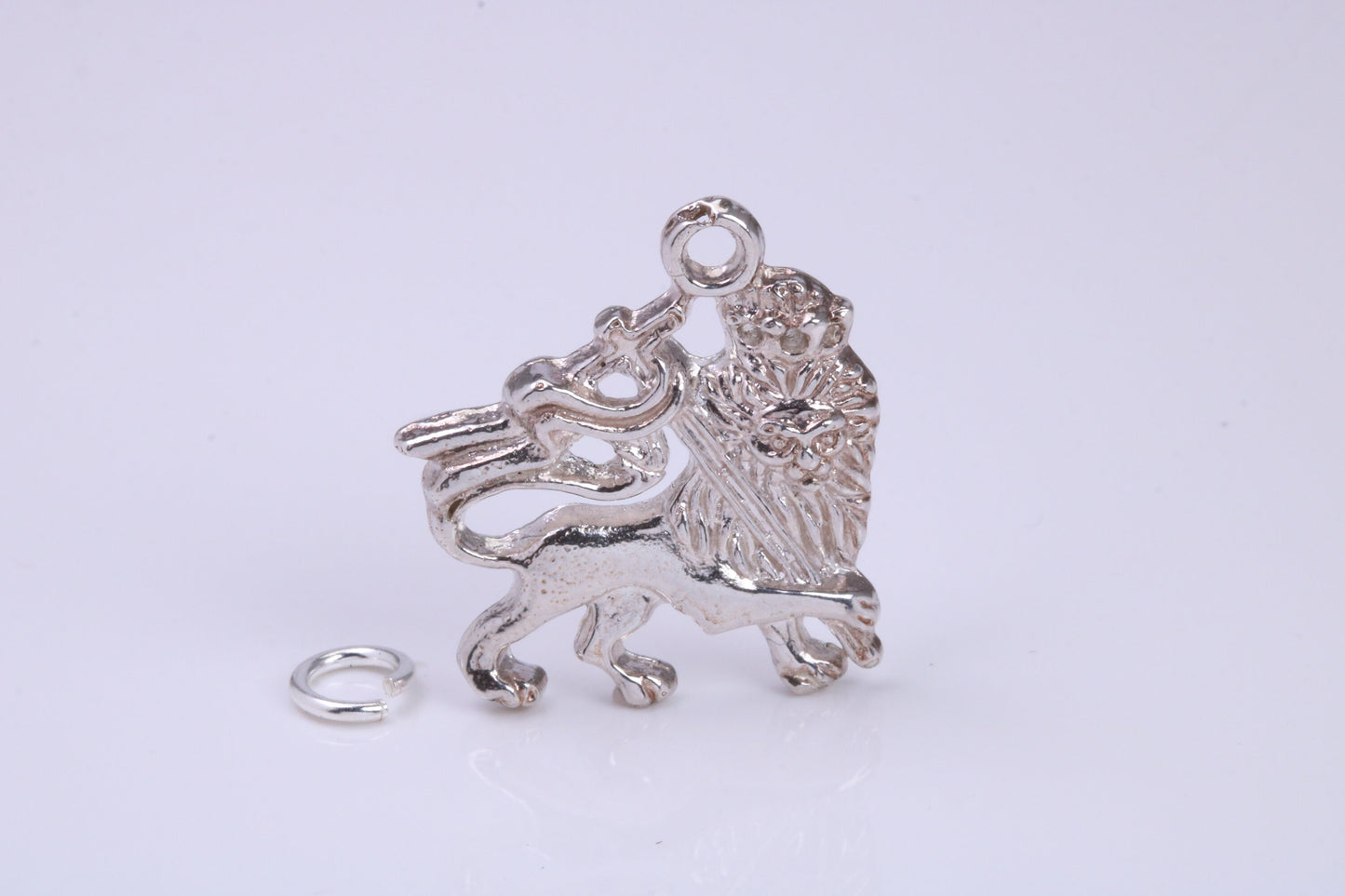 Rule Britannia Lion Charm, Traditional Charm, Made from Solid 925 Grade Sterling Silver, Complete with Attachment Link