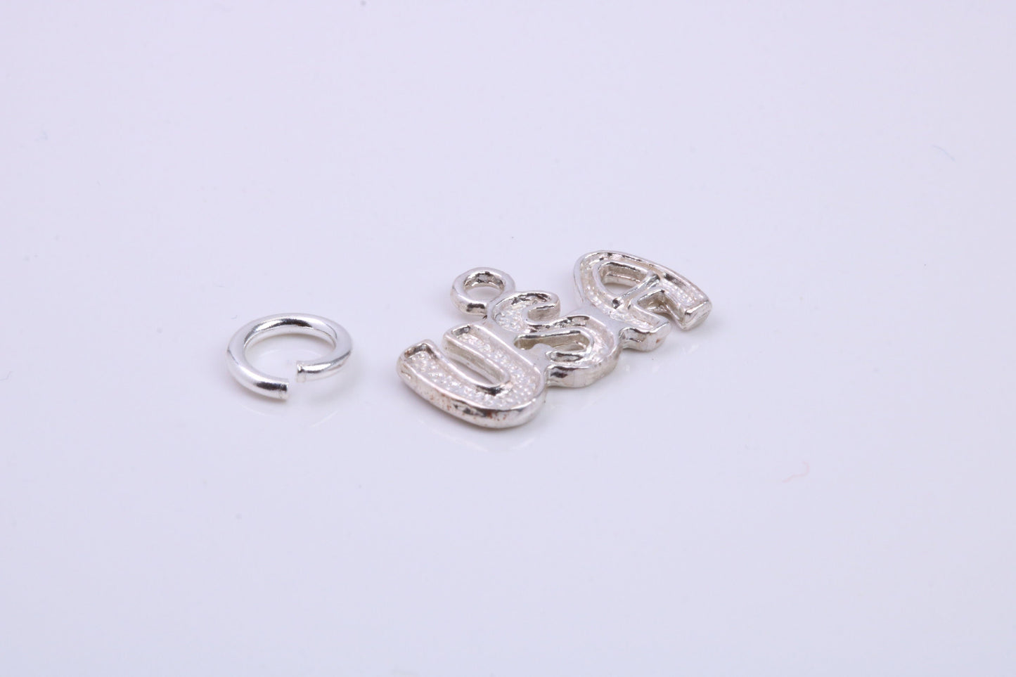 USA Charm, Traditional Charm, Made from Solid 925 Grade Sterling Silver, Complete with Attachment Link