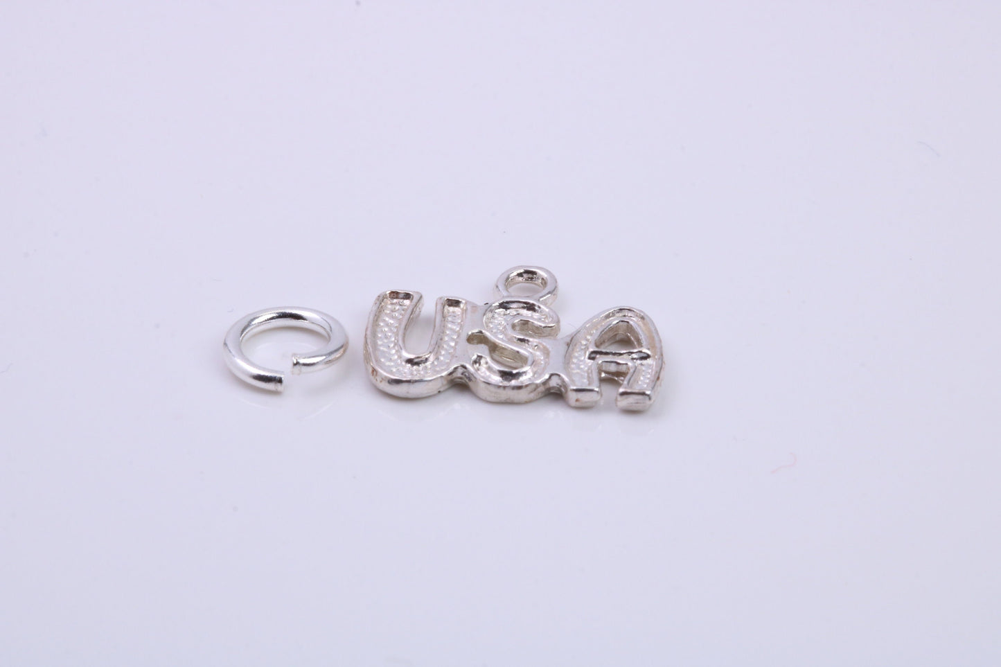 USA Charm, Traditional Charm, Made from Solid 925 Grade Sterling Silver, Complete with Attachment Link