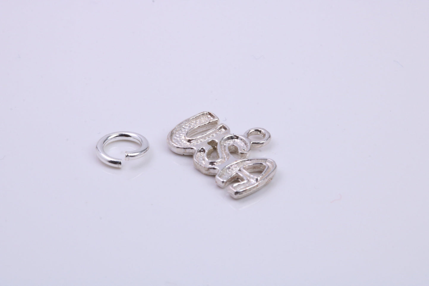 USA Charm, Traditional Charm, Made from Solid 925 Grade Sterling Silver, Complete with Attachment Link
