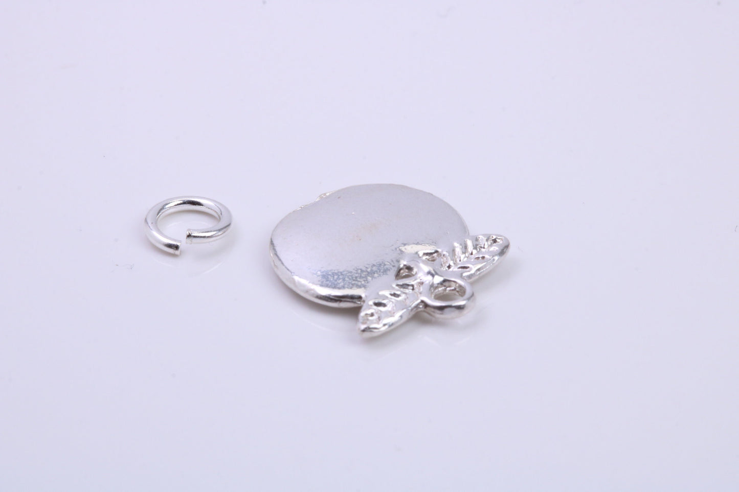 Apple Charm, Traditional Charm, Made from Solid 925 Grade Sterling Silver, Complete with Attachment Link