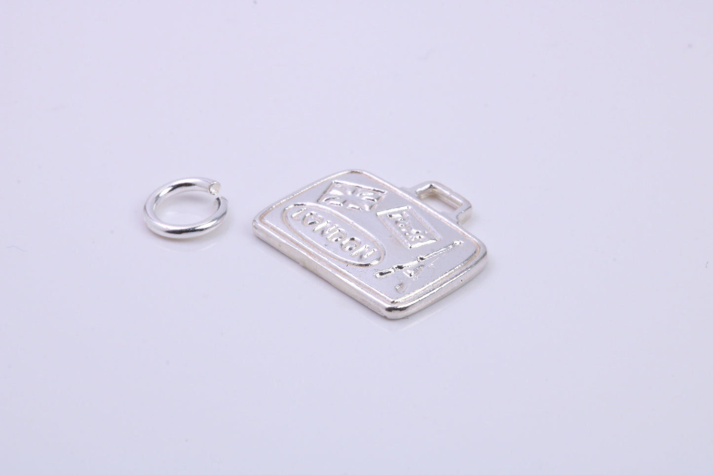Travel Suitcase Charm, Traditional Charm, Made from Solid 925 Grade Sterling Silver, Complete with Attachment Link