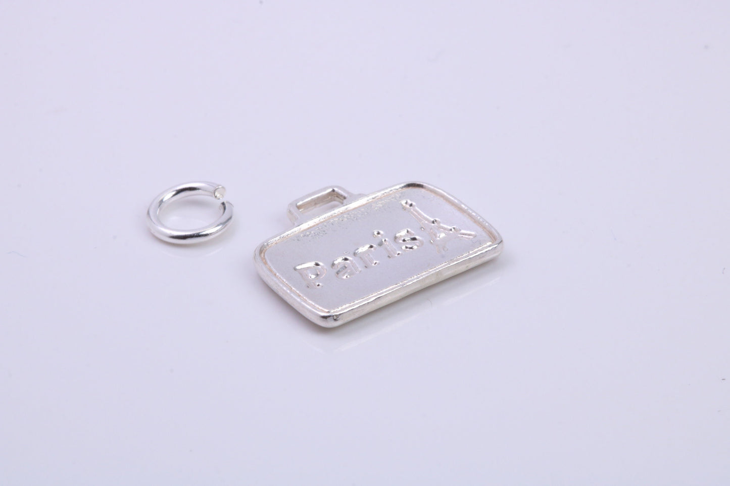 Travel Suitcase Charm, Traditional Charm, Made from Solid 925 Grade Sterling Silver, Complete with Attachment Link