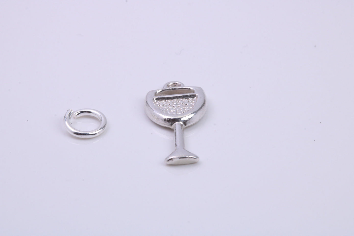 Wine Glass Charm, Traditional Charm, Made from Solid 925 Grade Sterling Silver, Complete with Attachment Link