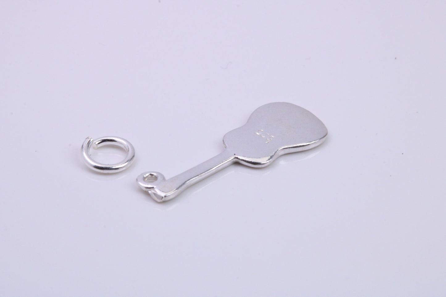Guitar Charm, Traditional Charm, Made from Solid 925 Grade Sterling Silver, Complete with Attachment Link