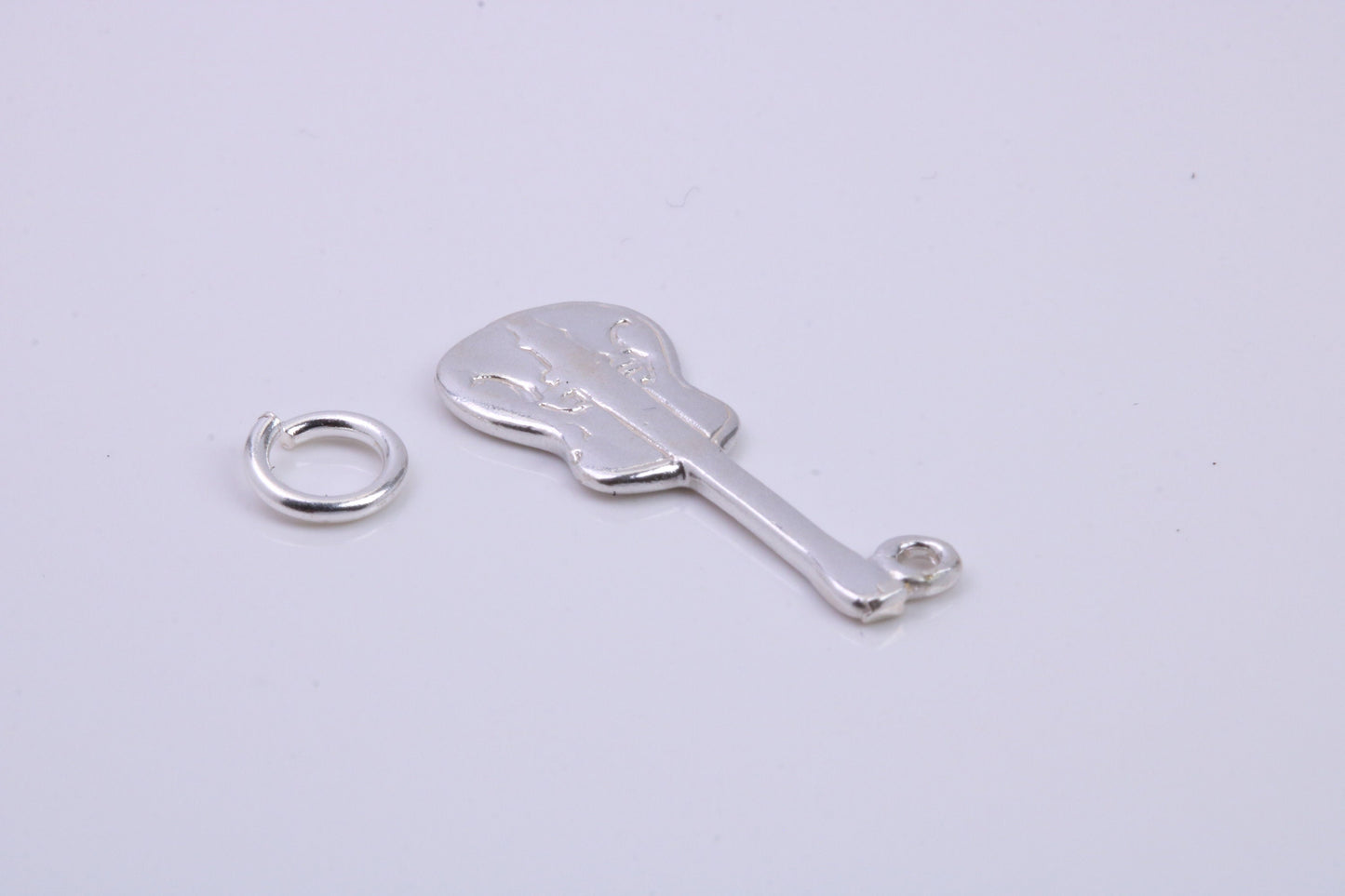 Guitar Charm, Traditional Charm, Made from Solid 925 Grade Sterling Silver, Complete with Attachment Link