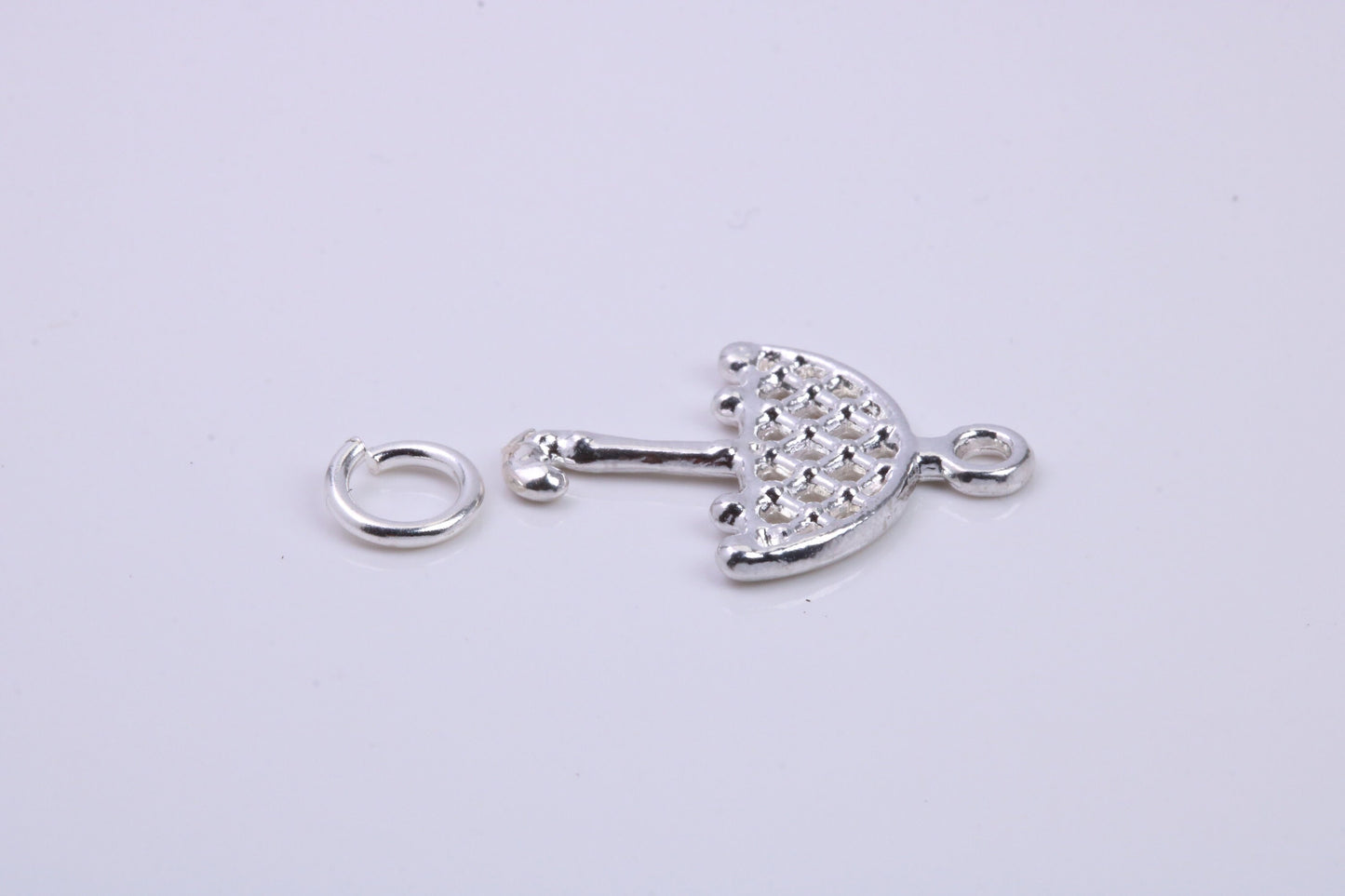 Umbrella Charm, Traditional Charm, Made from Solid 925 Grade Sterling Silver, Complete with Attachment Link