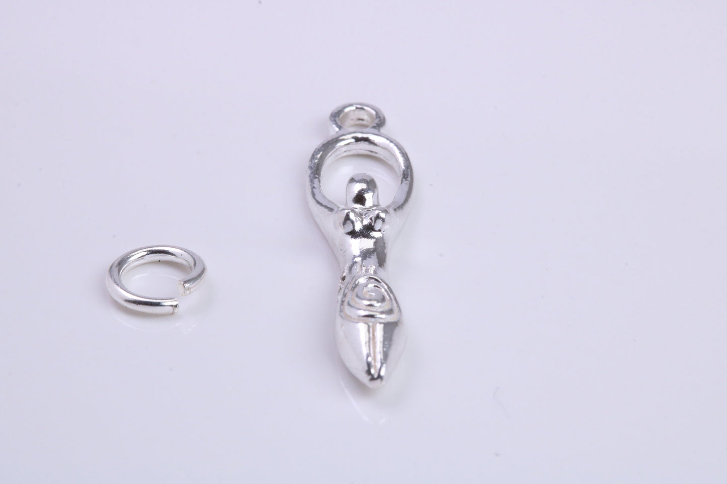 Spiral Goddess Charm, Traditional Charm, Made from Solid 925 Grade Sterling Silver, Complete with Attachment Link